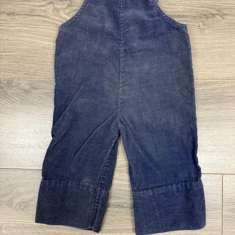 Vintage 70s Montgomery Ward Toddler Corduroy Overalls‎ 12–18M Blue Bib